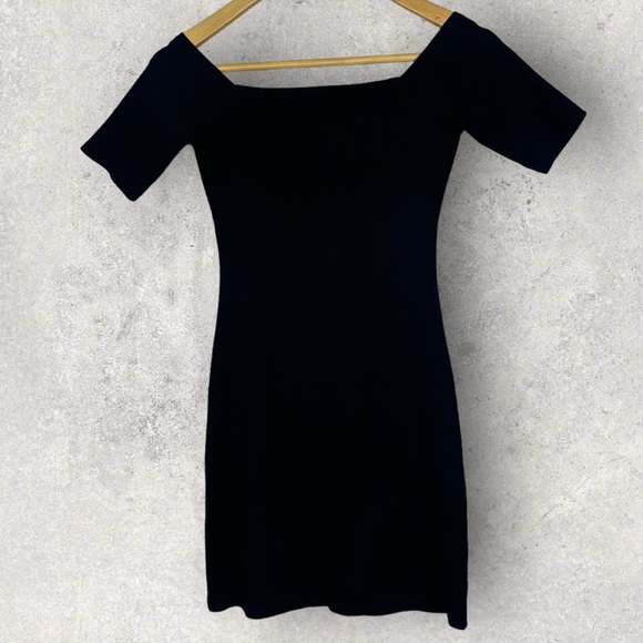 Sezane Coraline Dress Black‎ Size XS Minimalist French Sweetheart V-Neck Bodycon - Picture 6 of 12